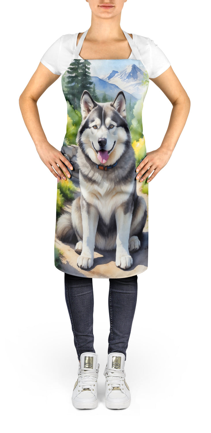 Alaskan Malamute Spring Garden Apron – Artist-Designed Kitchen, BBQ & Craft Apron