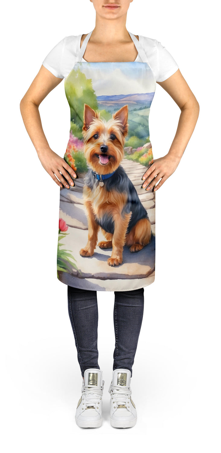 Australian Terrier Spring Garden Apron – Artist-Designed Kitchen, BBQ & Craft Apron