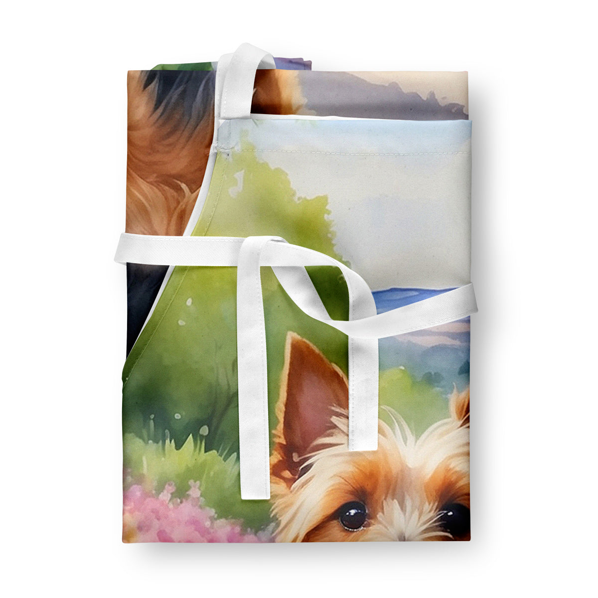 Australian Terrier Spring Garden Apron – Artist-Designed Kitchen, BBQ & Craft Apron